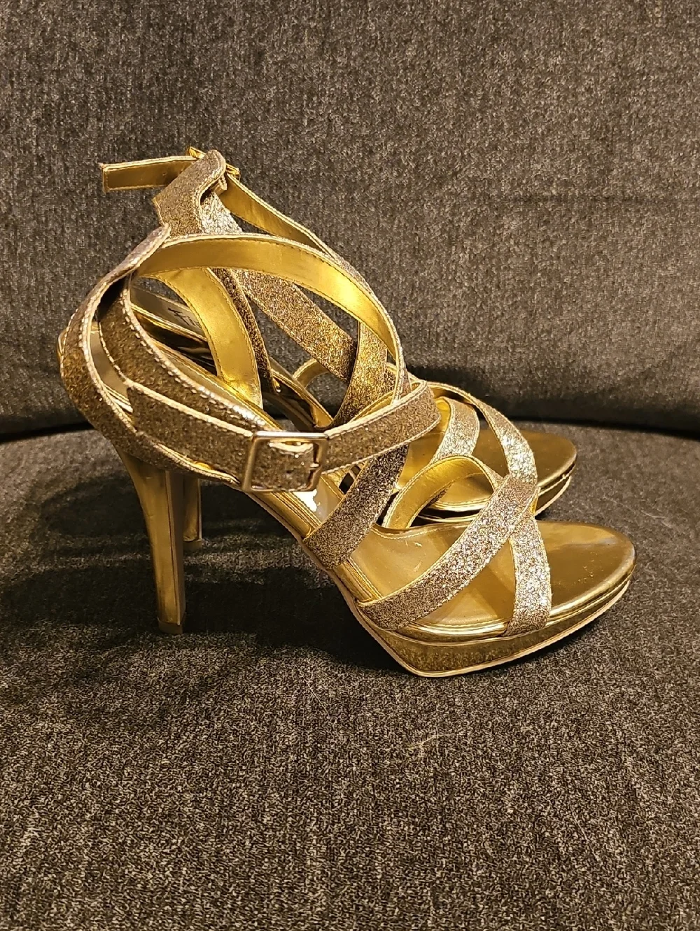 Fioni Night Women's Gold Glitter Strappy 4